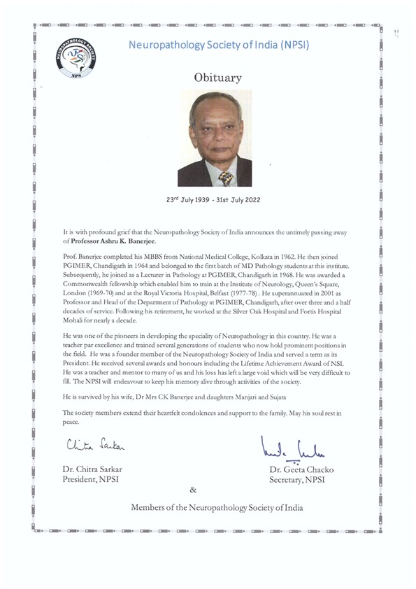 Obituary – Professor Ashru K Banerjee